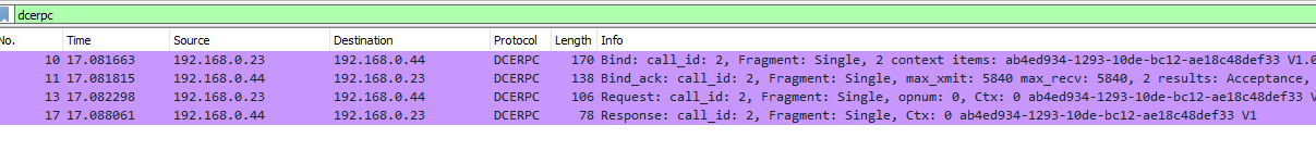 RPC communications from wireshark
